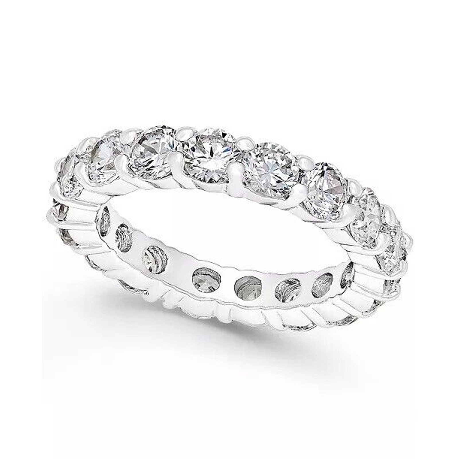 Silver Plated Cocktail Cz Band Ring (Size 6) Chic Stunning Women's Fashion New
